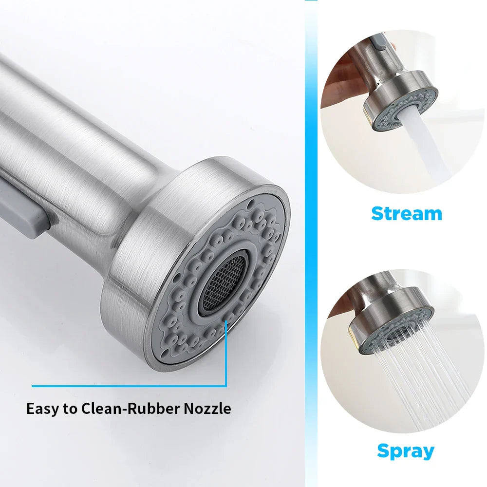 DecorBites™ Brush Nickel Sensor Kitchen Faucet | Stainless Steel Smart Induction Tap with Touch Control