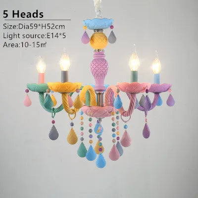 DecorBites™ Crystal Chandelier: Modern Macaron Color Children Room Luminaire