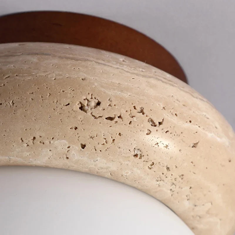 DecorBites™ LED Ceiling Light with Wood Base and White Glass Shade