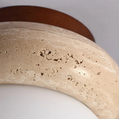 DecorBites™ LED Ceiling Light with Wood Base and White Glass Shade