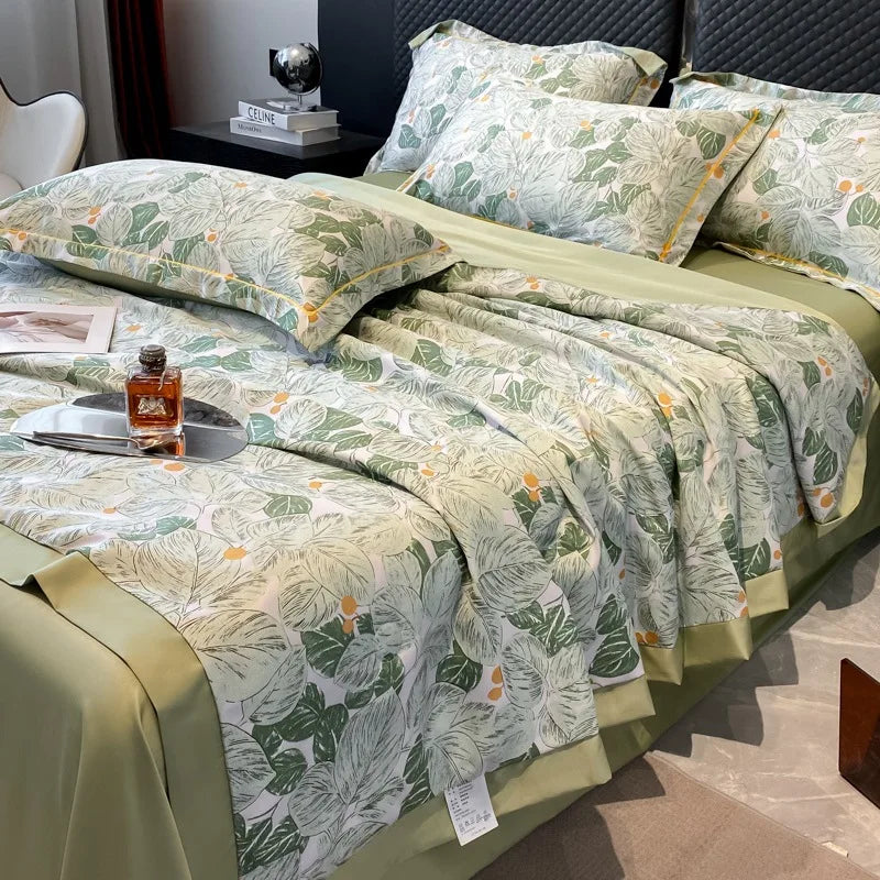 Decobites Luxury Floral Summer Quilt Comforter - Soft, Skin-Friendly & Machine Washable