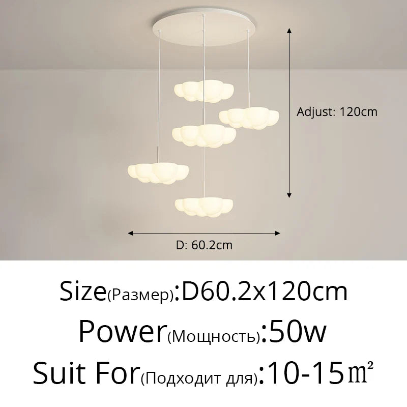 DecorBites™ Cloud White Modern Chandelier Floating Pendant Lamp Kitchen Island Light