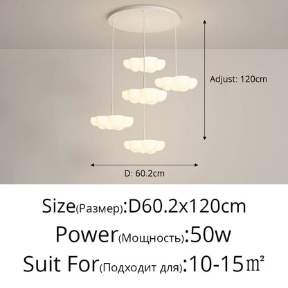 DecorBites™ Cloud White Modern Chandelier Floating Pendant Lamp Kitchen Island Light