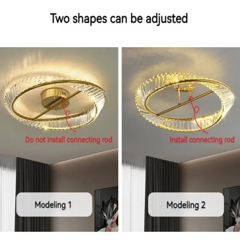 Lámpara de techo LED DecorBites™ con anillo dorado y cristales para dormitorio, sala de estar y pasillo