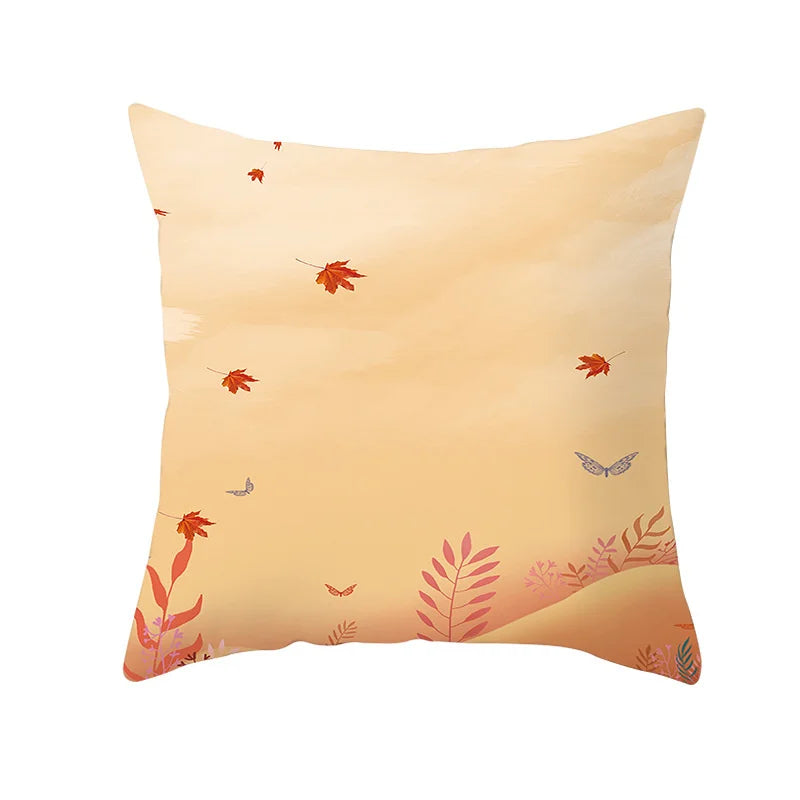 DecorBites™ Autumn Maple Leaves Pillow Cases Short Plush Cushion Cover Sofa Pillowslip