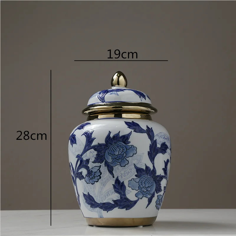 DecorBites™ Chinese Retro Storage Tank Vase with Cover for Modern Home Decoration