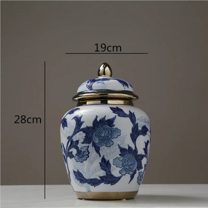 DecorBites™ Chinese Retro Storage Tank Vase with Cover for Modern Home Decoration