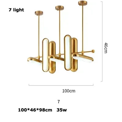 DecorBites™ Golden Art Deco Iron Glass Chandelier Lighting for Dinning Room