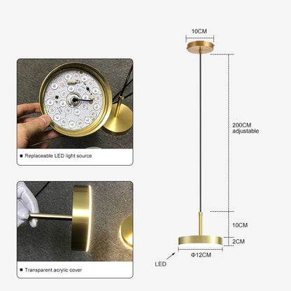 DecorBites™ Brass LED Pendant Lights for Modern Nordic Style Bedroom and Dining Room