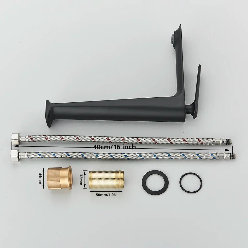 DecorBites™ Black Basin Mixer Faucet for Bathroom Vanity, Deck Mounted Hot and Cold Water Tap