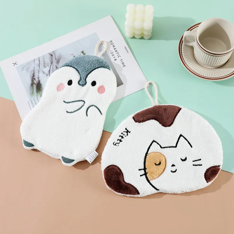 DecorBites™ Cartoon Animals Microfiber Hand Towel Set