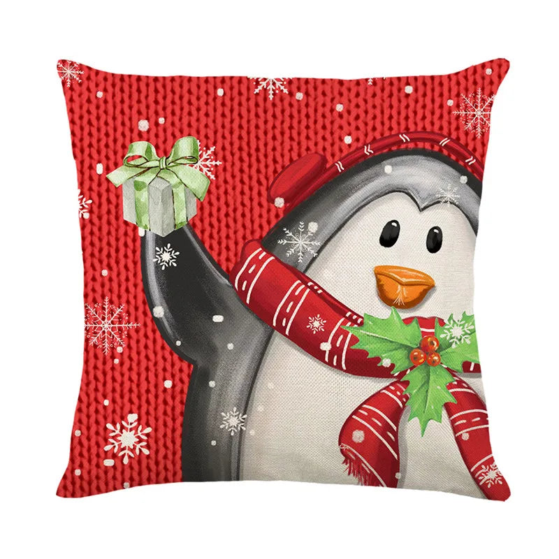DecorBites™ Christmas Santa Claus Linen Pillowcase - Sofa Cushion Cover, Decorative Living Room Pillow Cover