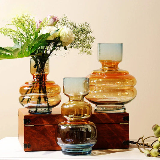 DecorBites™ Gradient Glass Vase for Stylish Flower Arrangements and Home Decor