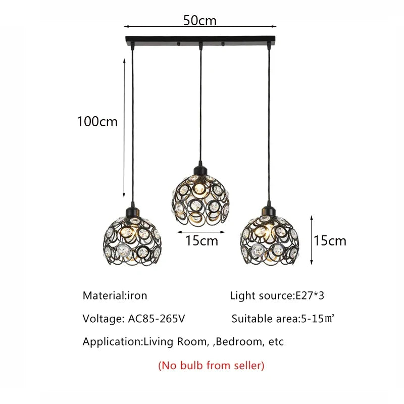 DecorBites™ Crystal Triple Pendant Lamp: Modern Nordic Design for Dining Room, Bedroom, Bar Counter
