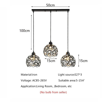 DecorBites™ Crystal Triple Pendant Lamp: Modern Nordic Design for Dining Room, Bedroom, Bar Counter