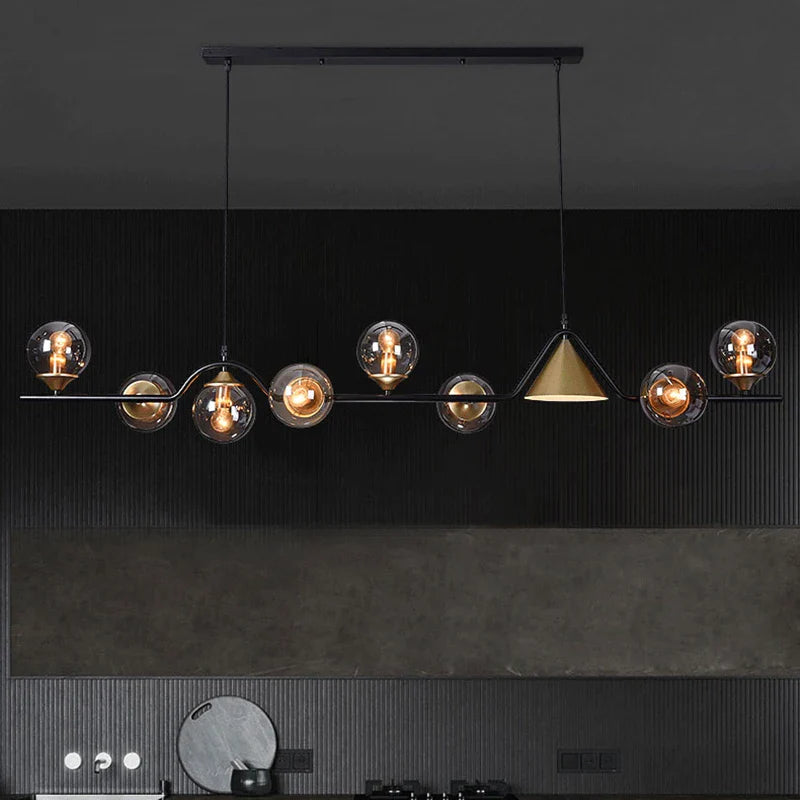 Nordic Glass Globe Pendant Chandelier in Smoky Grey