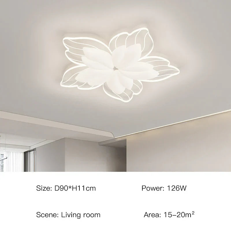 DecorBites™ LED Flower Chandelier White Ceiling Lamp for Bedroom Living Room Decor