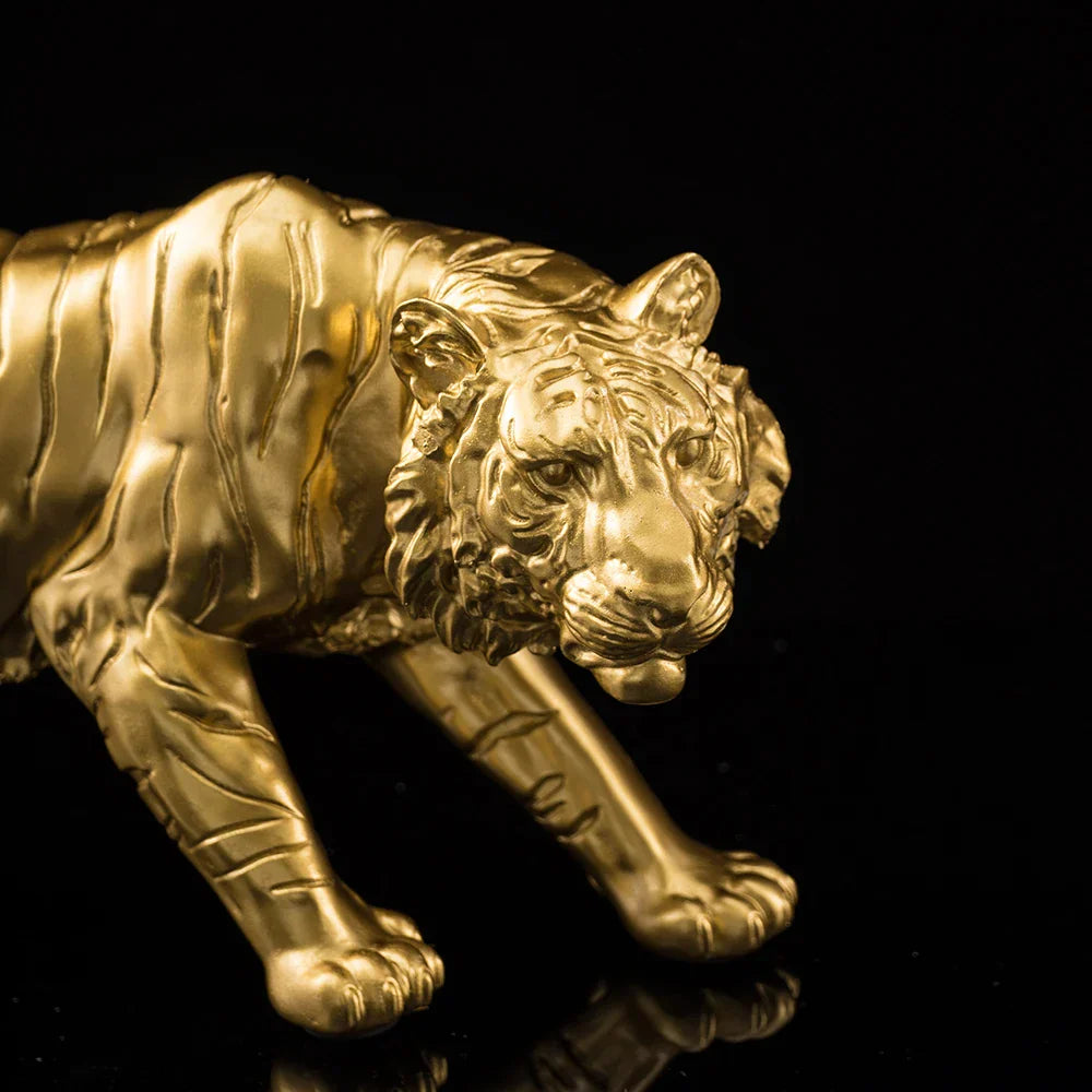 DecorBites™ Golden Tiger Resin Figurines for Home & Office Decor Miniature Ornaments & Collectibles