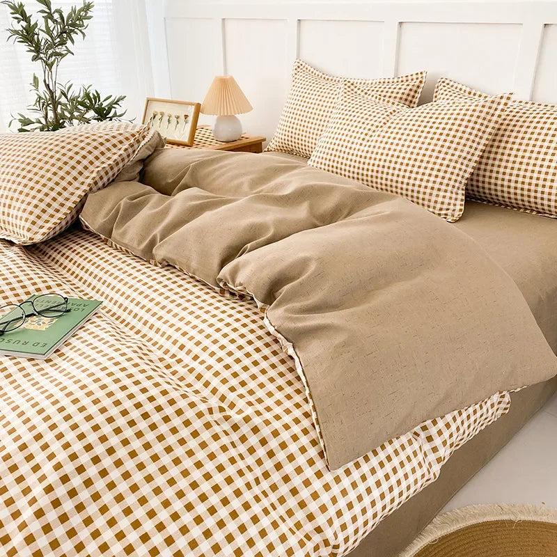 طقم غطاء لحاف هندسي مزخرف من 4 قطع من DecorBites™ للأسرّة بمقاس 1.5/1.8/2 متر