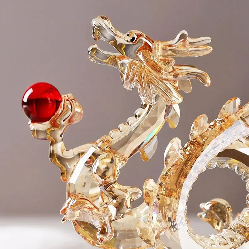 DecorBites™ Crystal Dragon Statue Feng Shui Decor for Home/Office - Year of Dragon Mascot