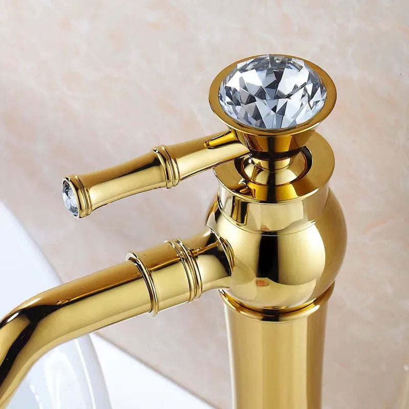 DecorBites™ Gold Brass Bathroom Faucet Single Handle Deck Mounted Basin Mixer Tap