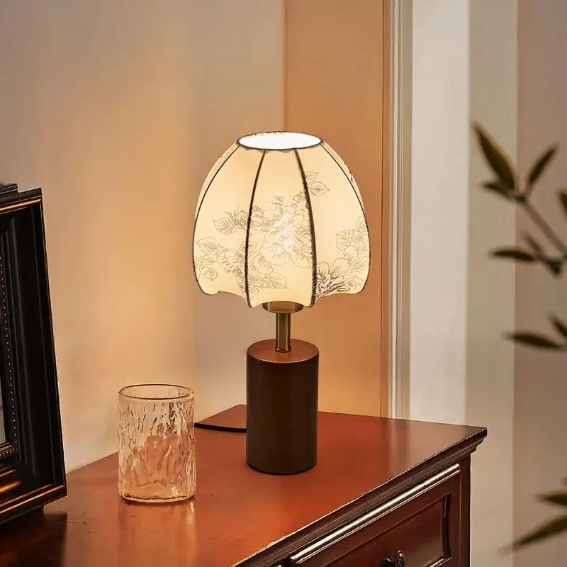 DecorBites™ Chinese Retro Patterned Fabric Bedside Lamp