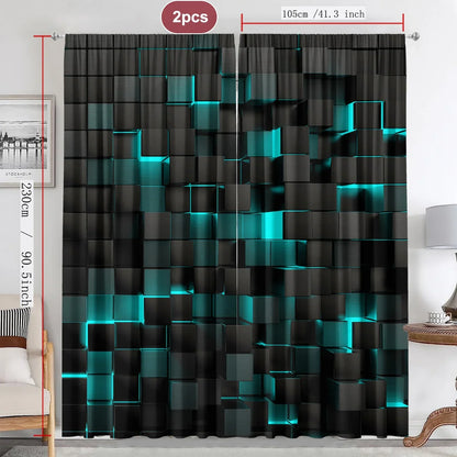 Decobites Translucent Grid Rod Pocket Curtains: Mysterious Home Decor for Kitchen, Coffee Shop & Living Room