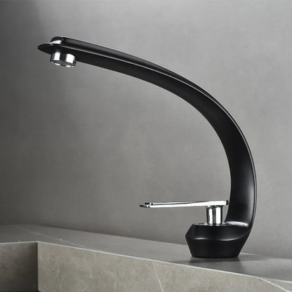 DecorBites™ Gold Black Bathroom Faucet Brass Sink Mixer Tap Single Handle Hot Cold Brush Gold