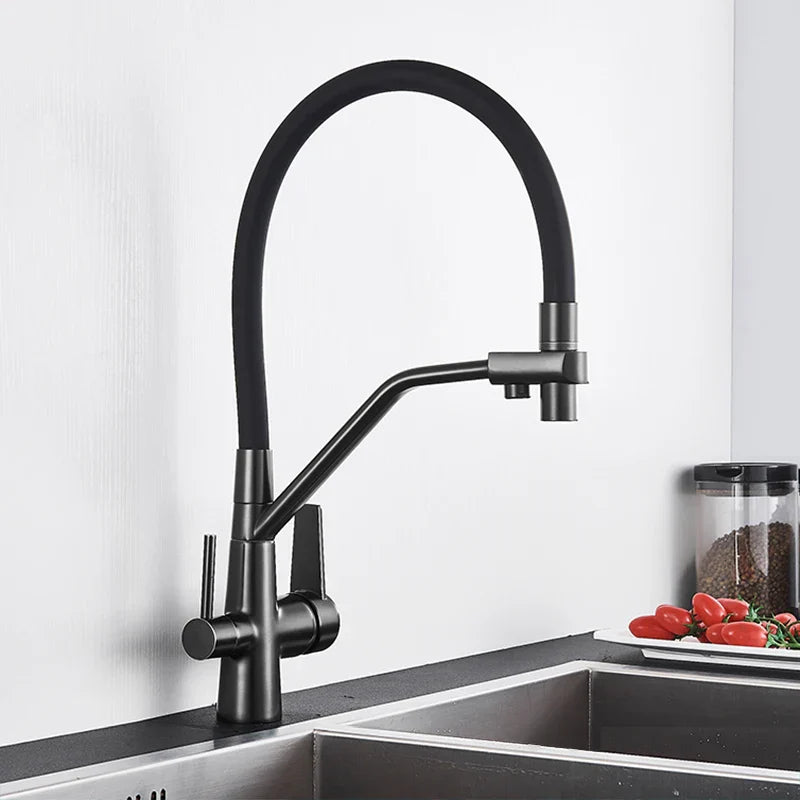 Decorbites™ Zweispülfilter-Mischbatterie mit 360° Drehung für Wasserreinigung Küchenarmatur