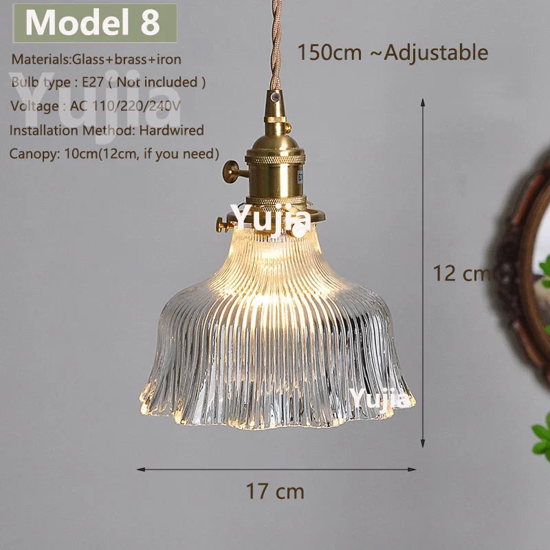 Vintage Green Glass Pendant Light With Brass Details