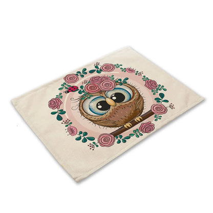 DecorBites™ Cute Owl Animal Placemat Music Bird Kitchen Dining Table Mats Coaster Bowl Cup Mat
