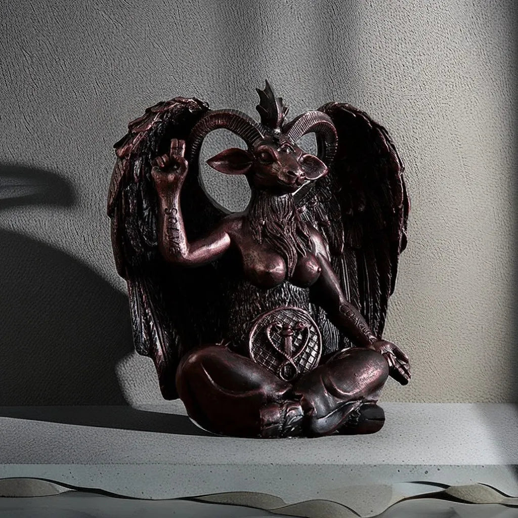 DecorBites™ Baphomet Resin Statue 16cm Tall Horned Sabbatic Goat Figurine