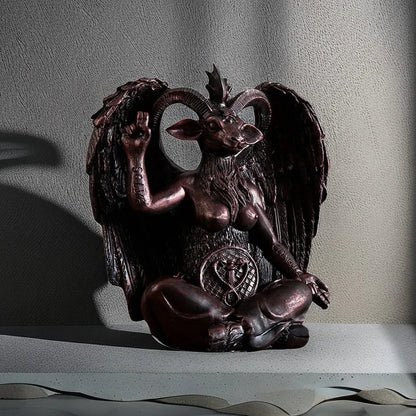 DecorBites™ Baphomet Resin Statue 16cm Tall Horned Sabbatic Goat Figurine