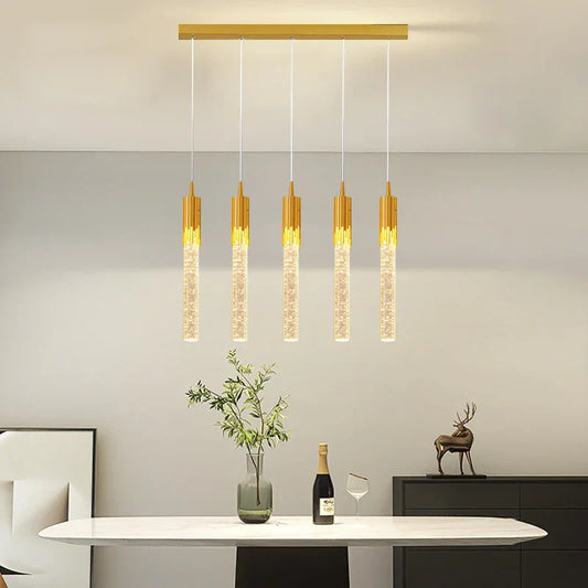 DecorBites™ Gold Crystal LED Chandelier: Modern Dining Room Lamps, Hanging Kitchen Ceiling Light