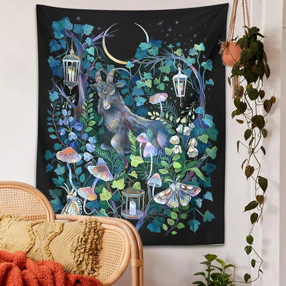 Decobites Moon Moth Garden Tapestry: Trippy Witchcraft Decor for Home, Dorm