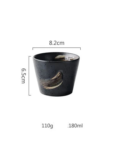 DecorBites™ Black Ceramic Sushi Plate and Rice Bowl Set