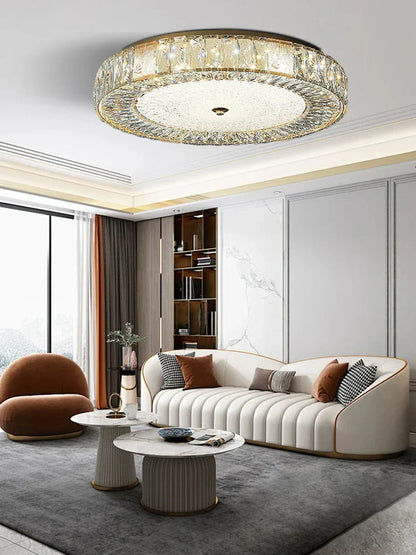 DecorBites™ Gold Crystal Glass Ceiling Light Fixture for Modern Living Rooms & Bedrooms