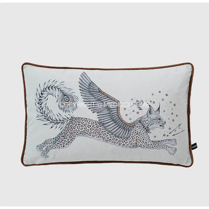 DecorBites™ Coral Lynx Velvet Cushion Cover: Luxury Mystical Animal Theme for Sofa