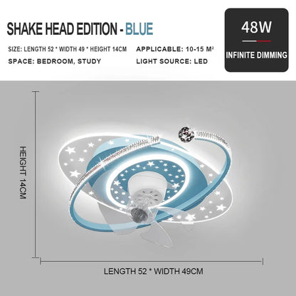 Ventilador de techo con luz DecorBites™ con rotación de 360°: silencioso y elegante para la decoración del hogar.