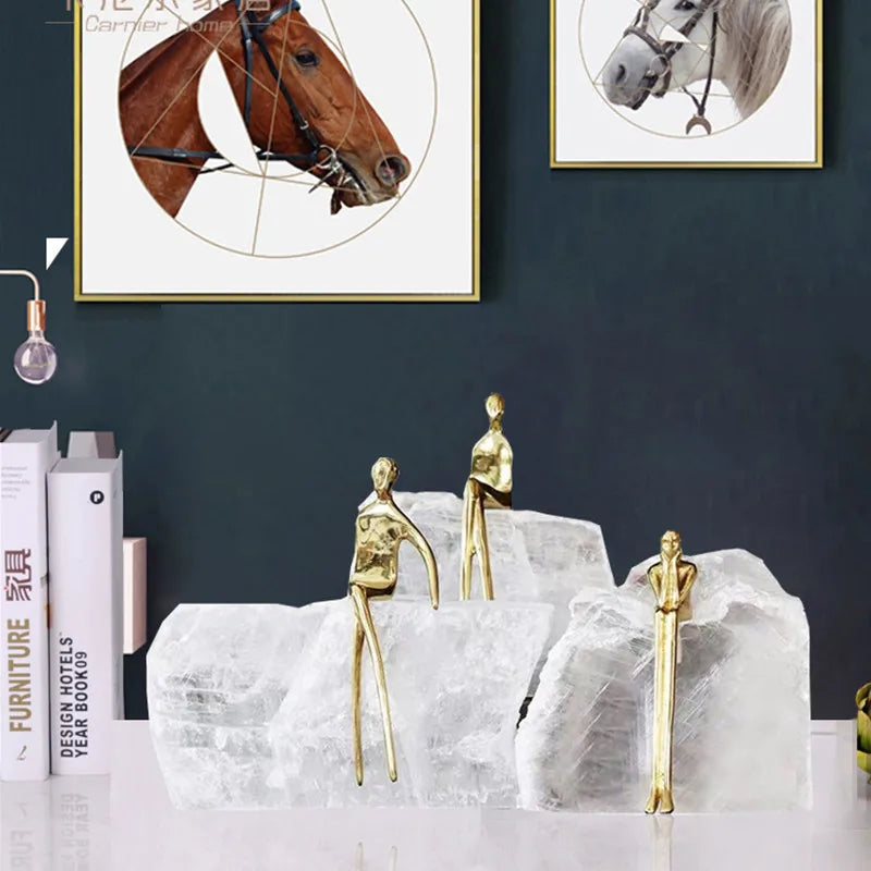 DecorBites™ Golden Man Crystal Mountain Sculpture Home Decor Handcraft