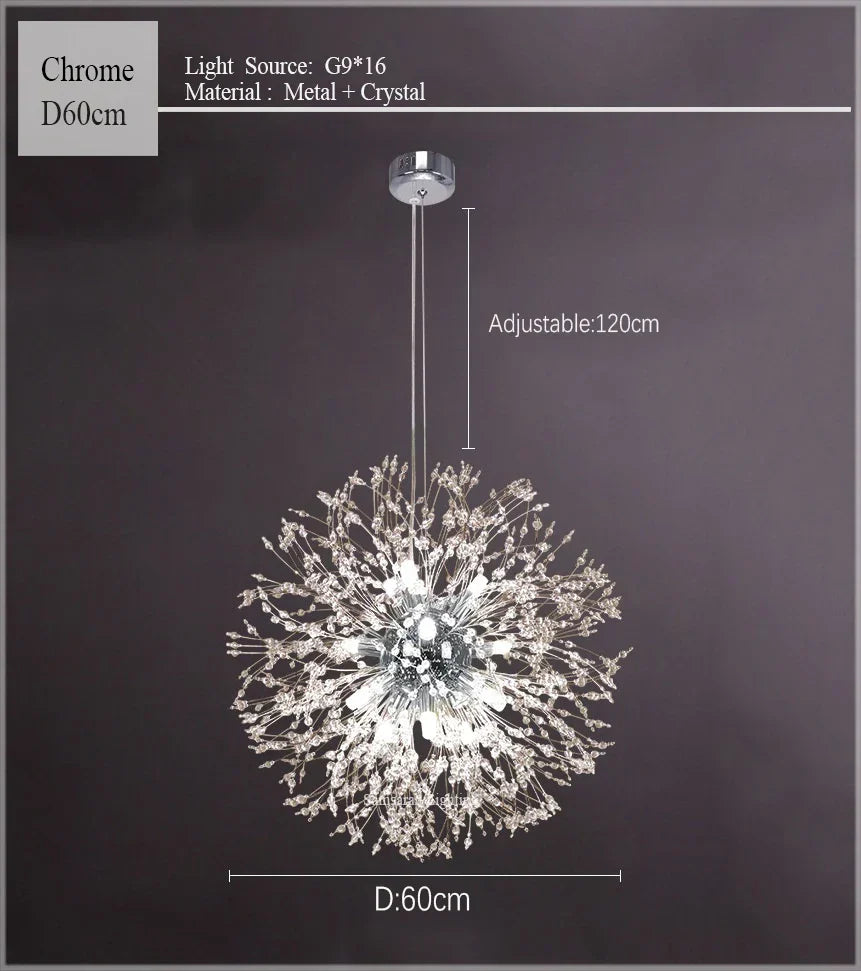 DecorBites™ Dandelion Chandelier LED Sparkle Ball Crystal Lighting for Restaurant & Living Room