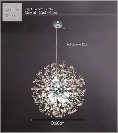 DecorBites™ Dandelion Chandelier LED Sparkle Ball Crystal Lighting for Restaurant & Living Room