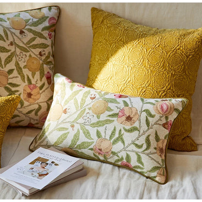 DecorBites™ Citron Flowers Plants Print Pillow Case: Farmhouse Decorative Cushion Cover