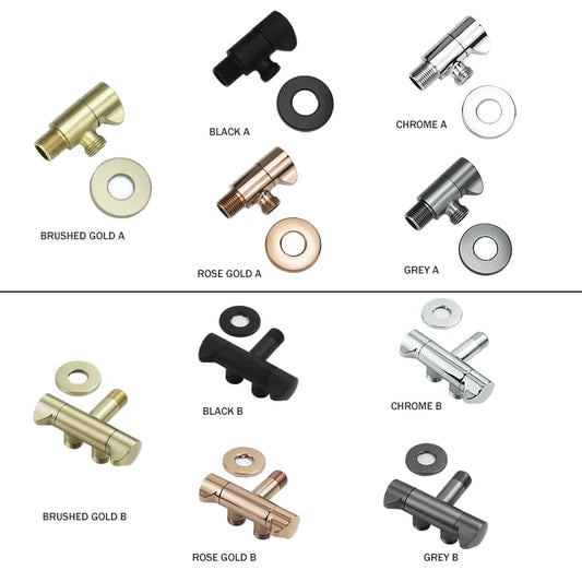 DecorBites™ Brushed Gold Solid Brass Bathroom Angled Dual Outlet Toilet Filling Valve