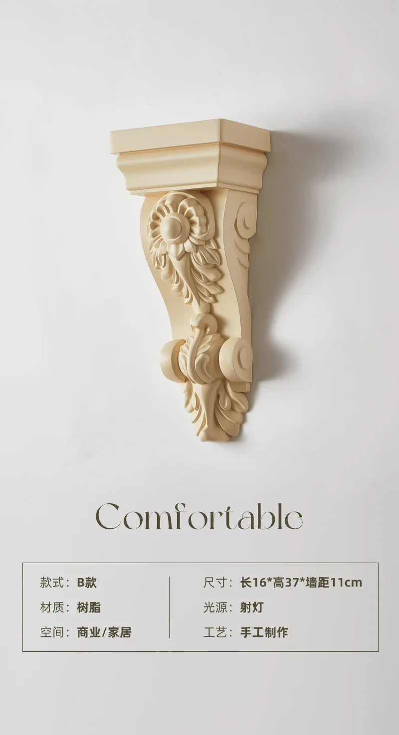 Lámpara de pared DecorBites™ de resina color crema con casquillo LED E27 para espacios clásicos