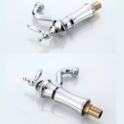 Wash-basin Faucet Black/Silver Brass Fashion Bathroom Large Bend Mouth Type Single Handle Faucet Sink Cold Hot Water Mixer Taps