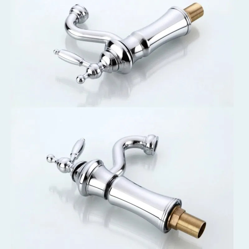 Wash-basin Faucet Black/Silver Brass Fashion Bathroom Large Bend Mouth Type Single Handle Faucet Sink Cold Hot Water Mixer Taps