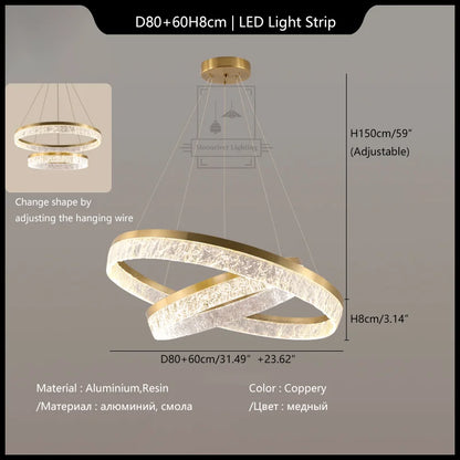 DecorBites™ Crystal Chandelier Circular Pendant Light for Modern French Style Dining-Table Decor