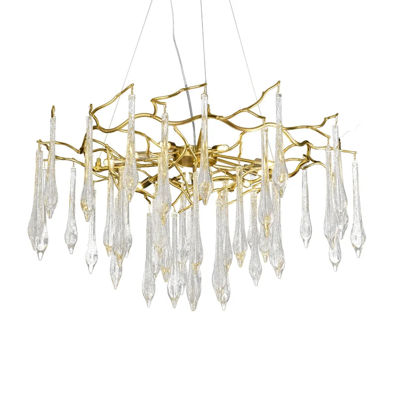 DecorBites™ Large Droplet Crystal Chandelier: Modern Bedroom & Restaurant Pendent Lamp