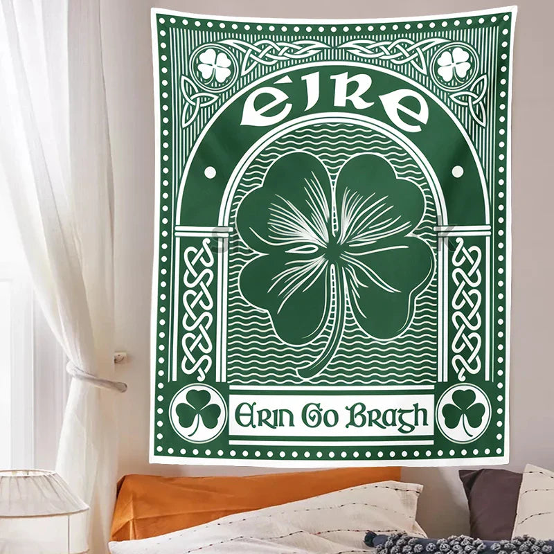 Decobites Clover Psychedelic Gothic Wall Tapestry St. Patrick's Day Celtic Art